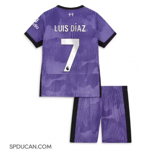 Dječji Nogometni Dres Liverpool Luis Diaz #7 Rezervni 2023-24 Kratak Rukav (+ Kratke hlače)